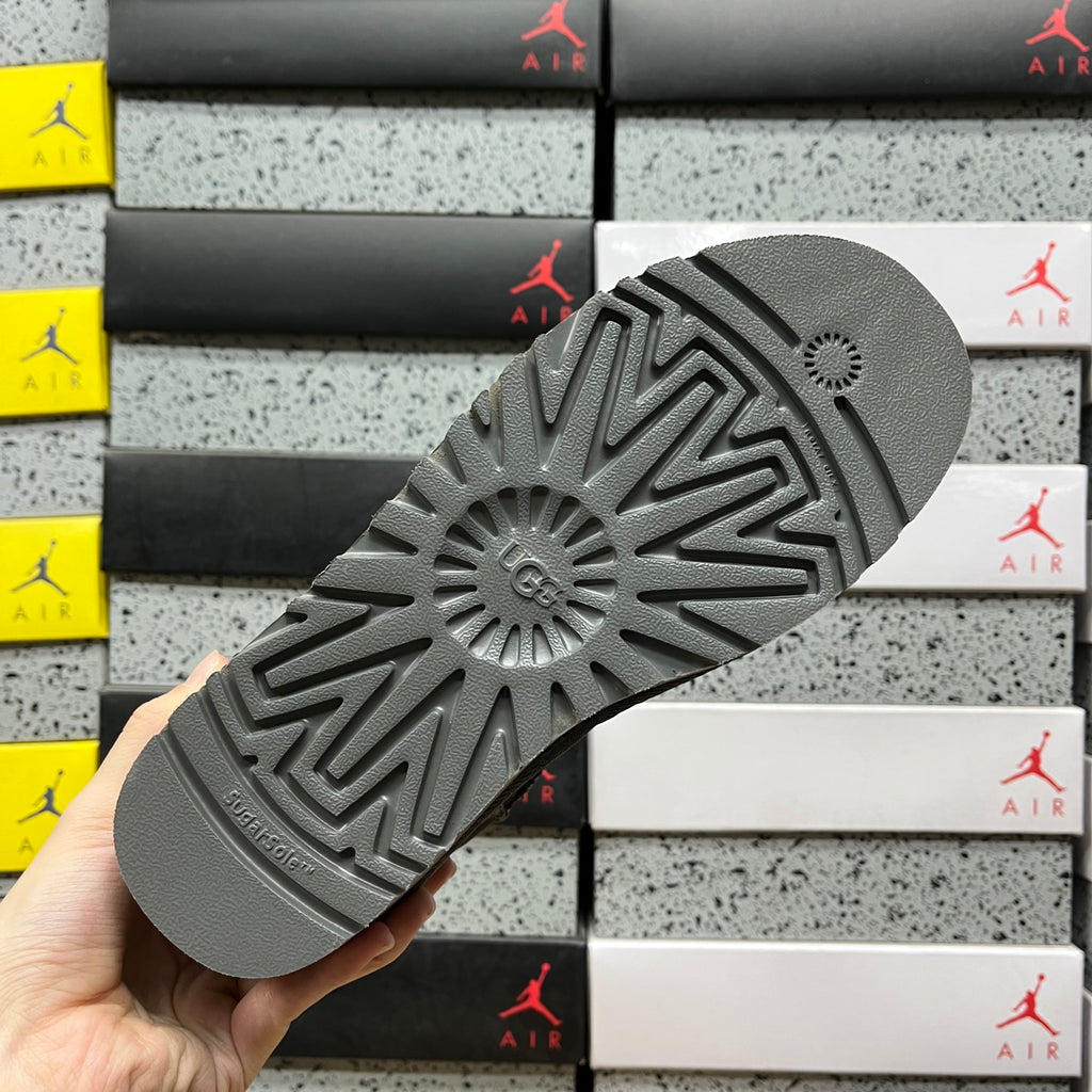 Grey Mini Platform Ankle Boots - 3 cm Sole