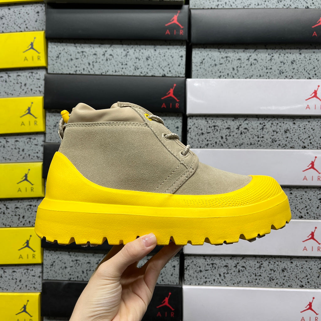 Sand & Yellow Chunky-Sole Lace-Up Ankle Boots