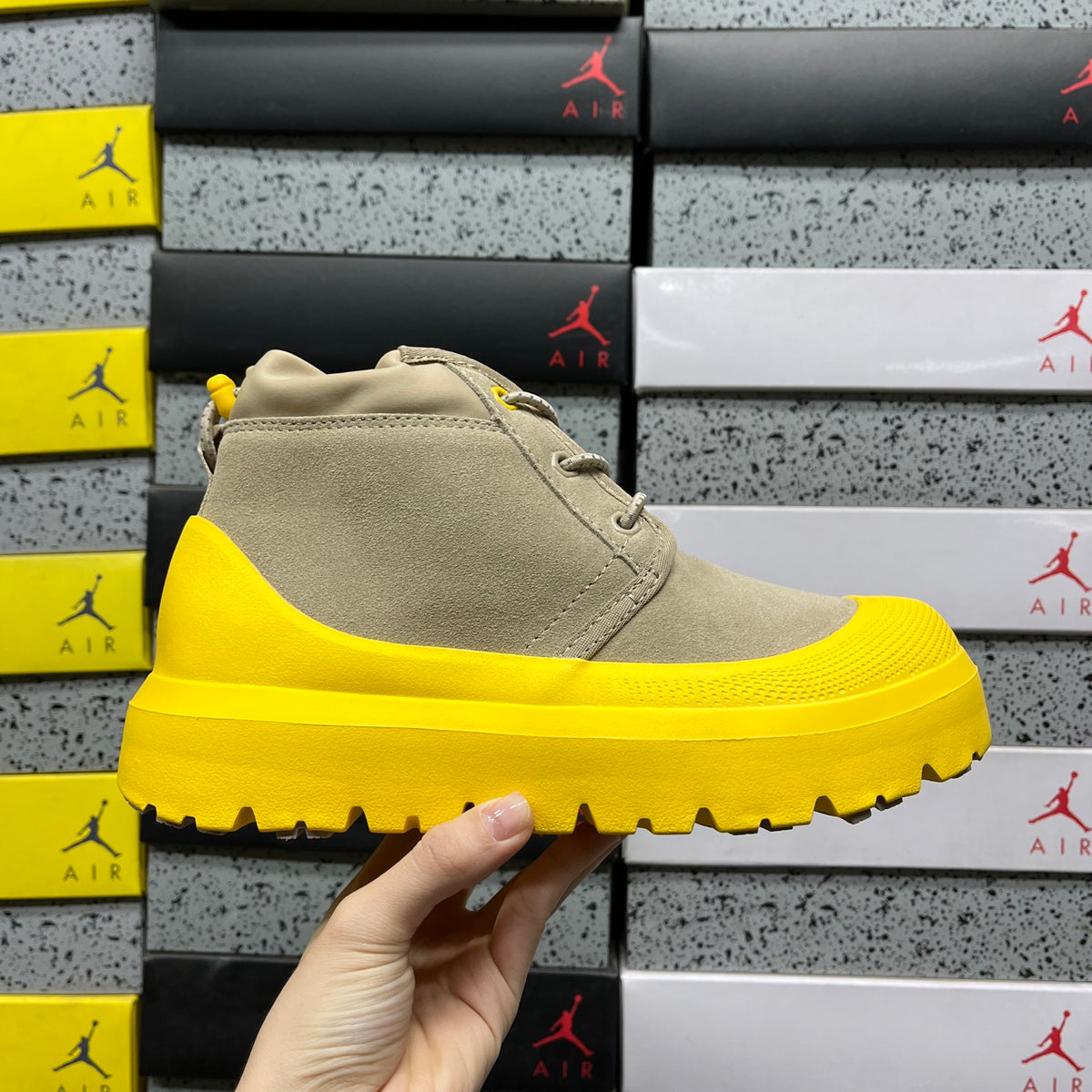 Sand & Yellow Chunky-Sole Lace-Up Ankle Boots