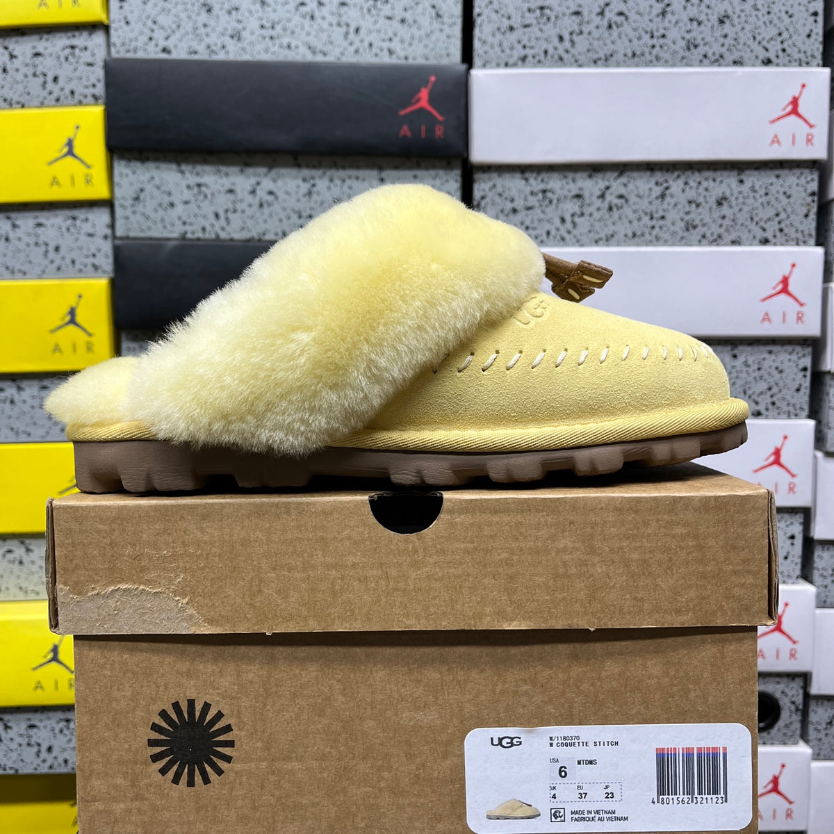 Soft Yellow Slip-On Slippers with Fluffy Collar