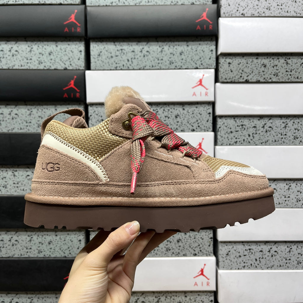 Brown & Pink Chunky-Sole Lace-Up Shoes