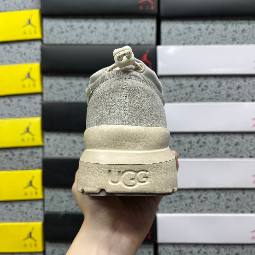 Mist Grey Drawstring Slip-On Shoes with Chunky Cream Sole