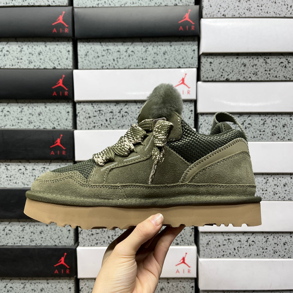 Moss Green Chunky-Sole Lace-Up Shoes