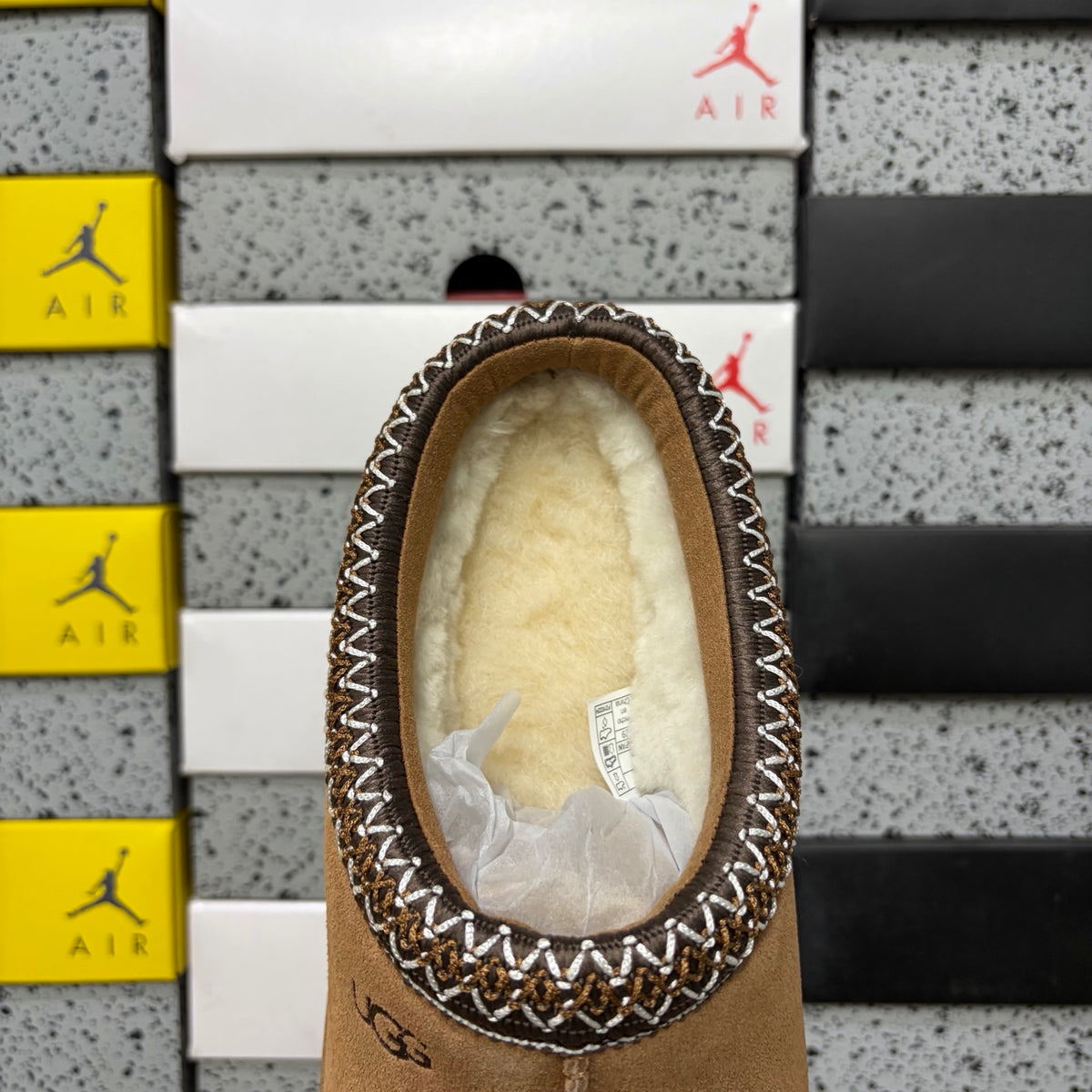 Chestnut Slip-On Shoes with Contrast-Stitched Collar