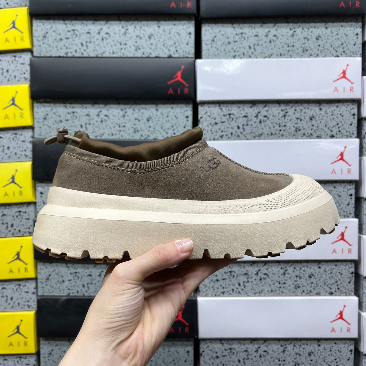 Walnut Brown Platform Slip-On Shoes with Cream Sole