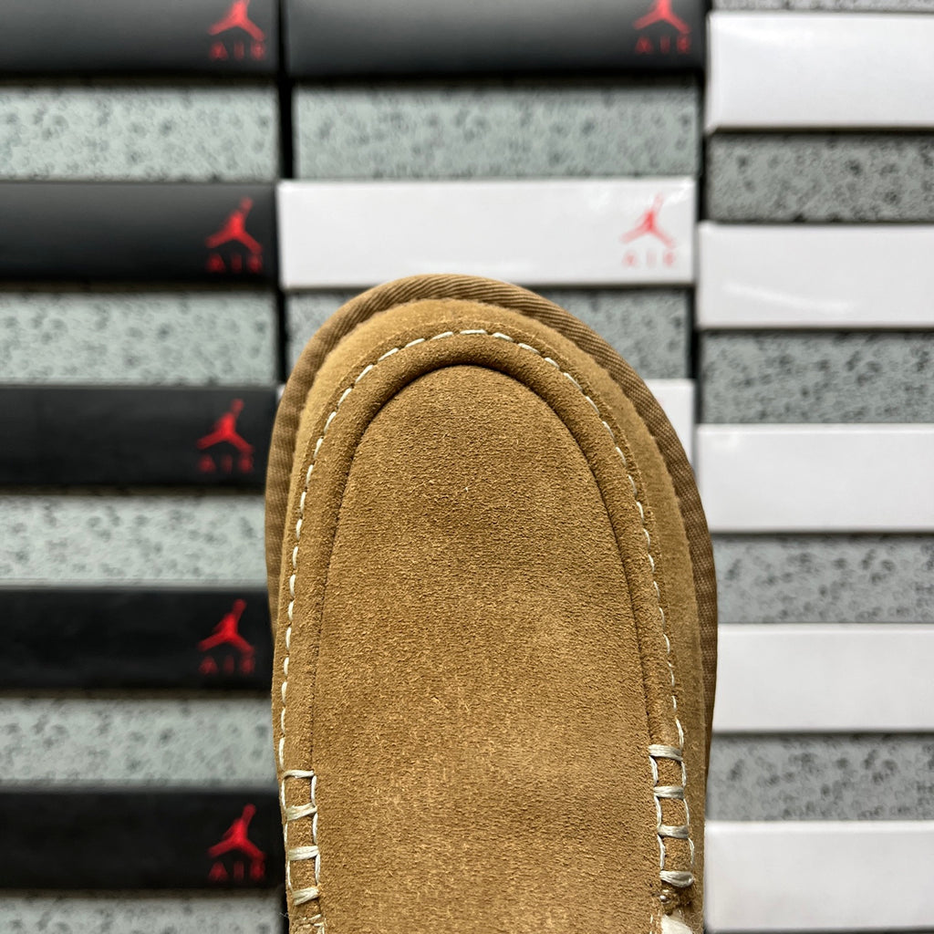 Chestnut Moccasin-Style Shoes with Buckled Heel Strap