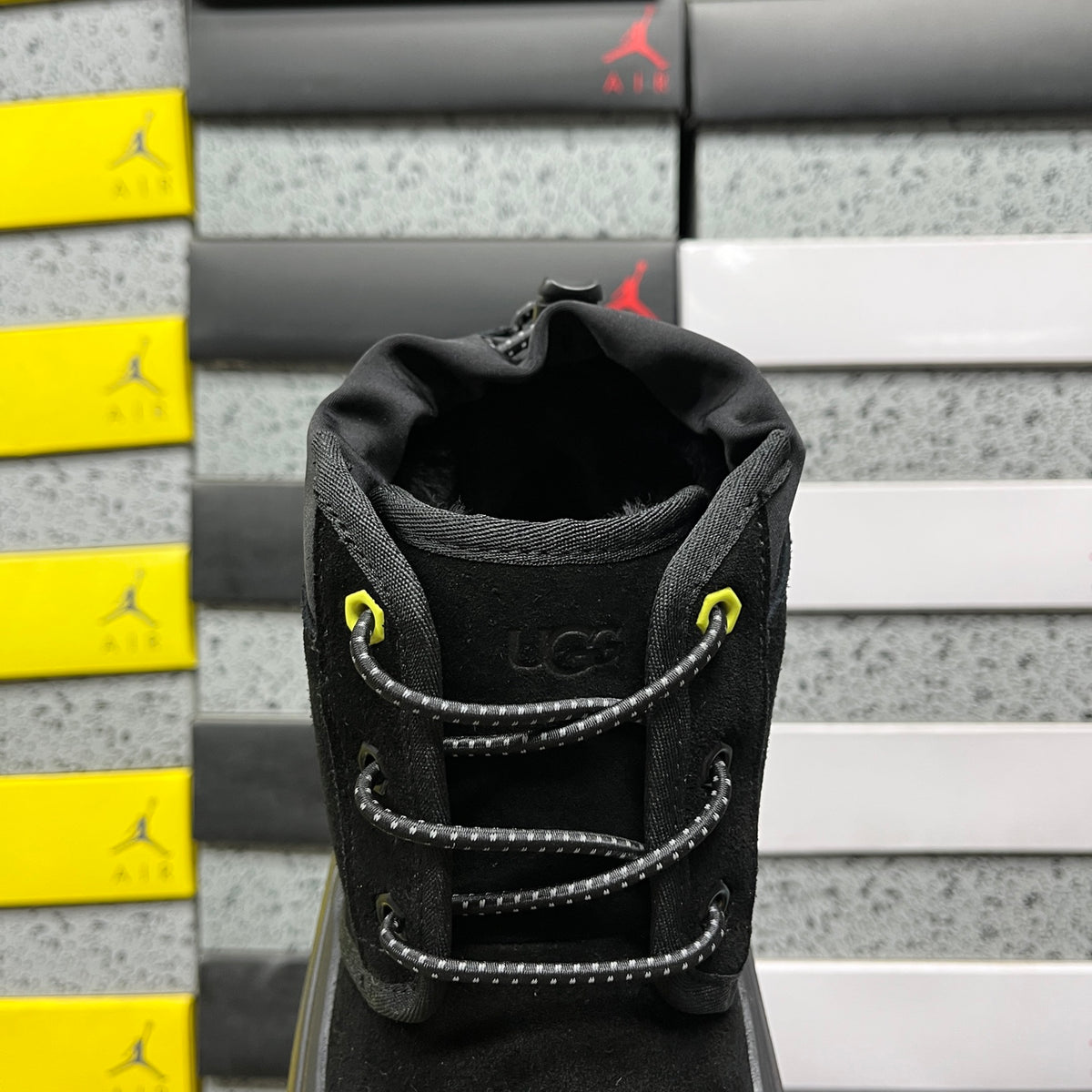 Black Chunky-Sole Lace-Up Ankle Boots