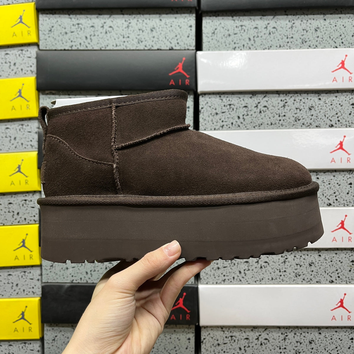 Chocolate Brown Mini Platform Ankle Boots - 5 cm Sole