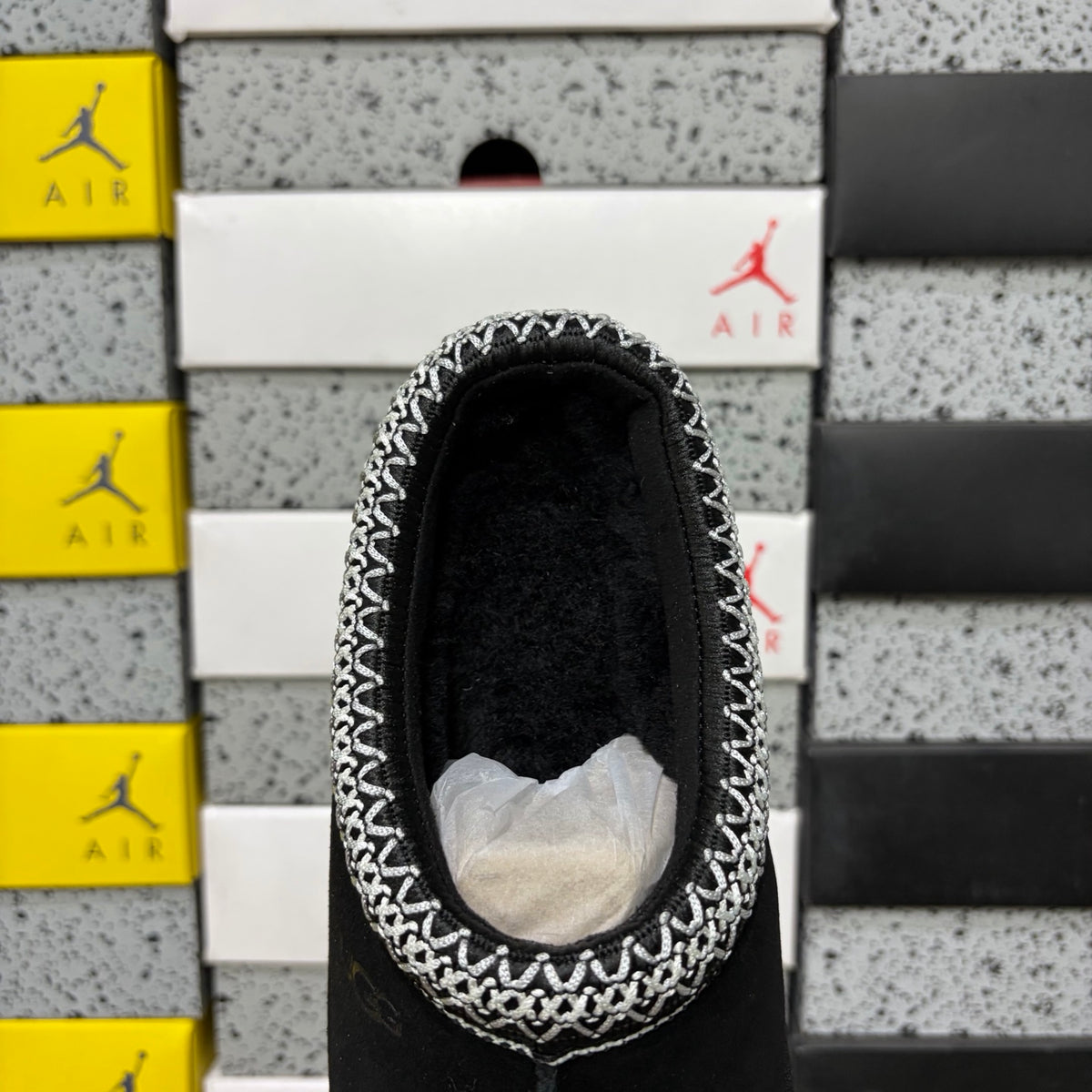 Black Slip-On Shoes with Contrast-Stitched Collar