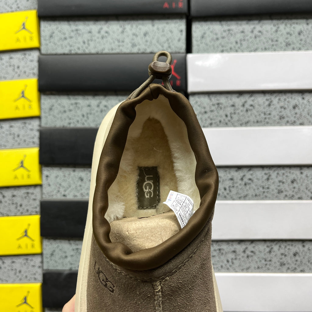 Walnut Brown Platform Slip-On Shoes with Cream Sole