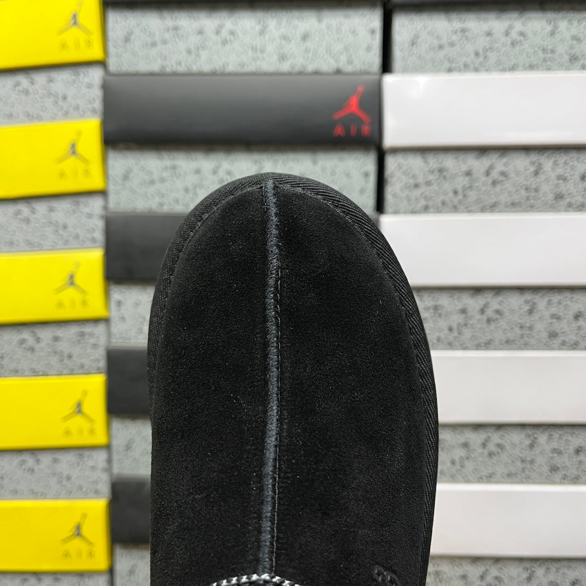 Black Platform Slip-On Shoes with Contrast Collar Stitching