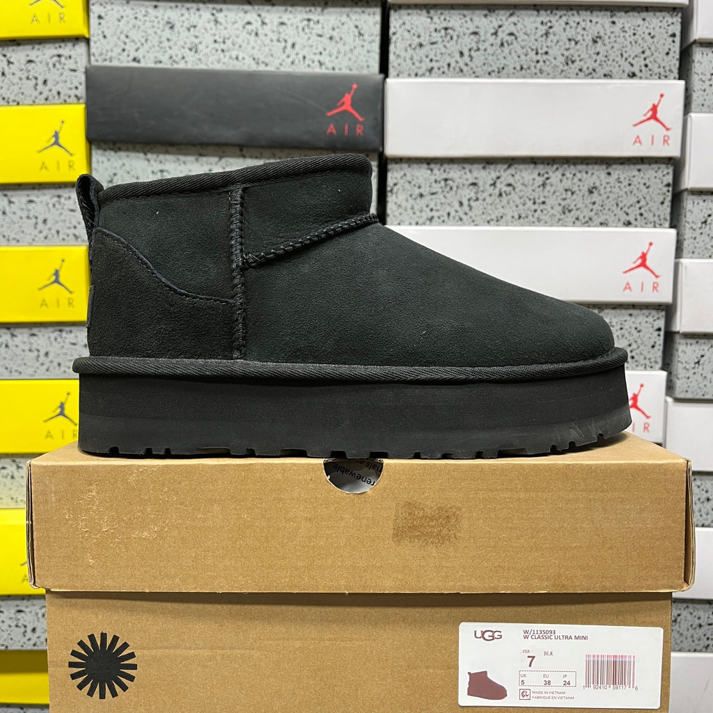 Black Mini Platform Ankle Boots - 3 cm Sole