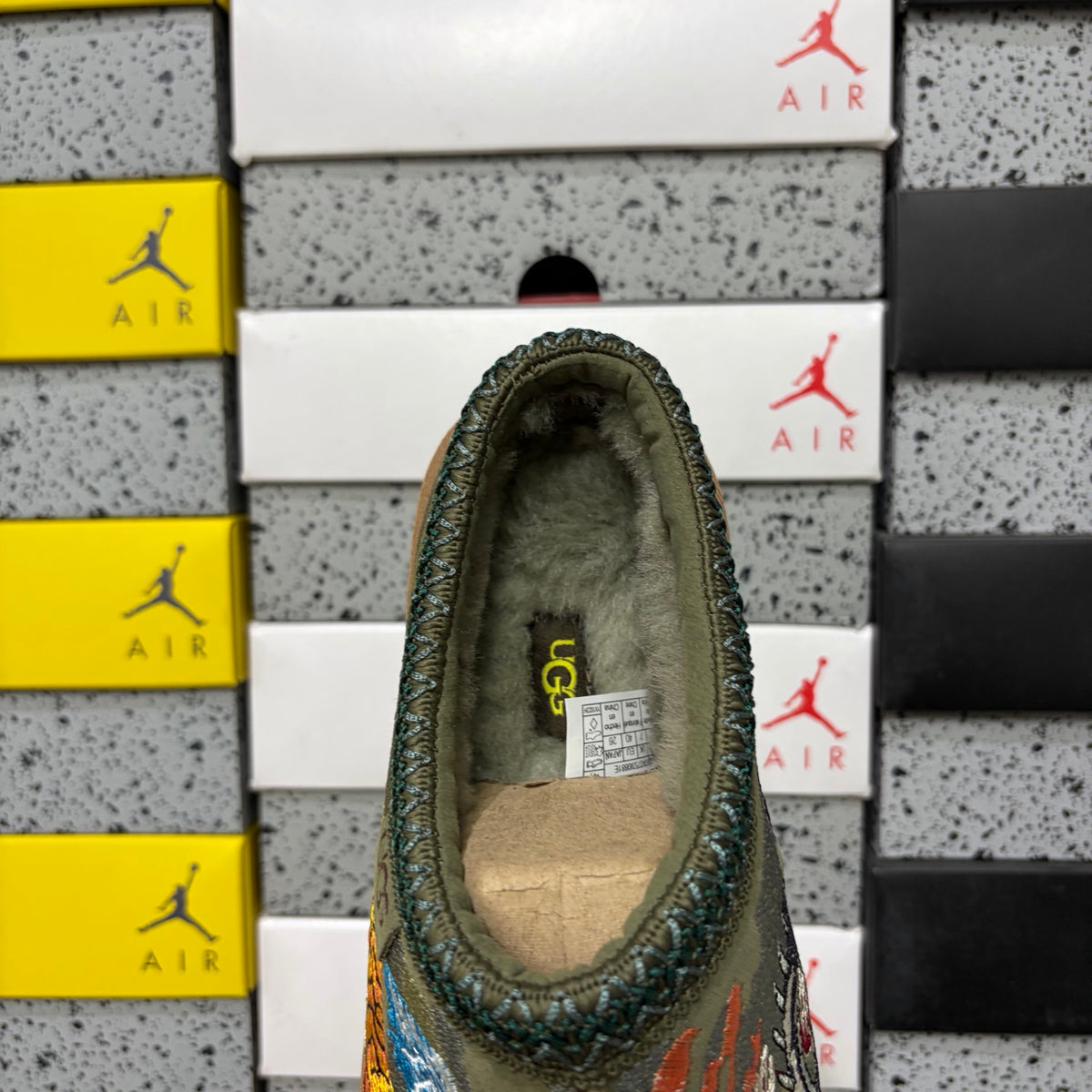 Olive Green Dragon & Tiger Embroidered Slip-On Shoes
