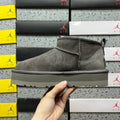 Grey Mini Platform Ankle Boots - 3 cm Sole
