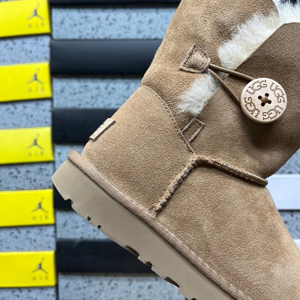 Chestnut Button-Detail Short Boots