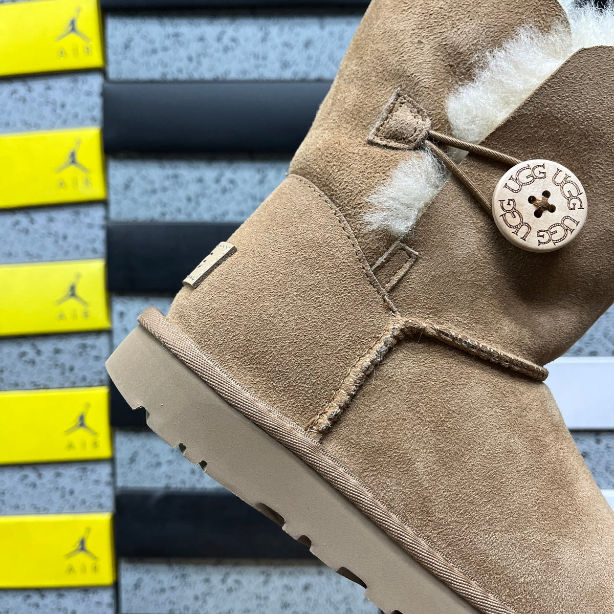 Chestnut Button-Detail Short Boots