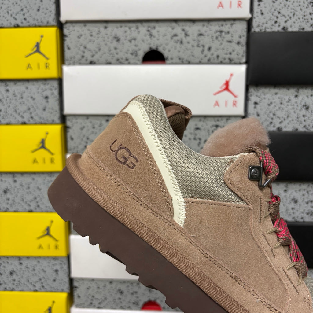 Light Brown Chunky-Sole Lace-Up Shoes with Red Accents