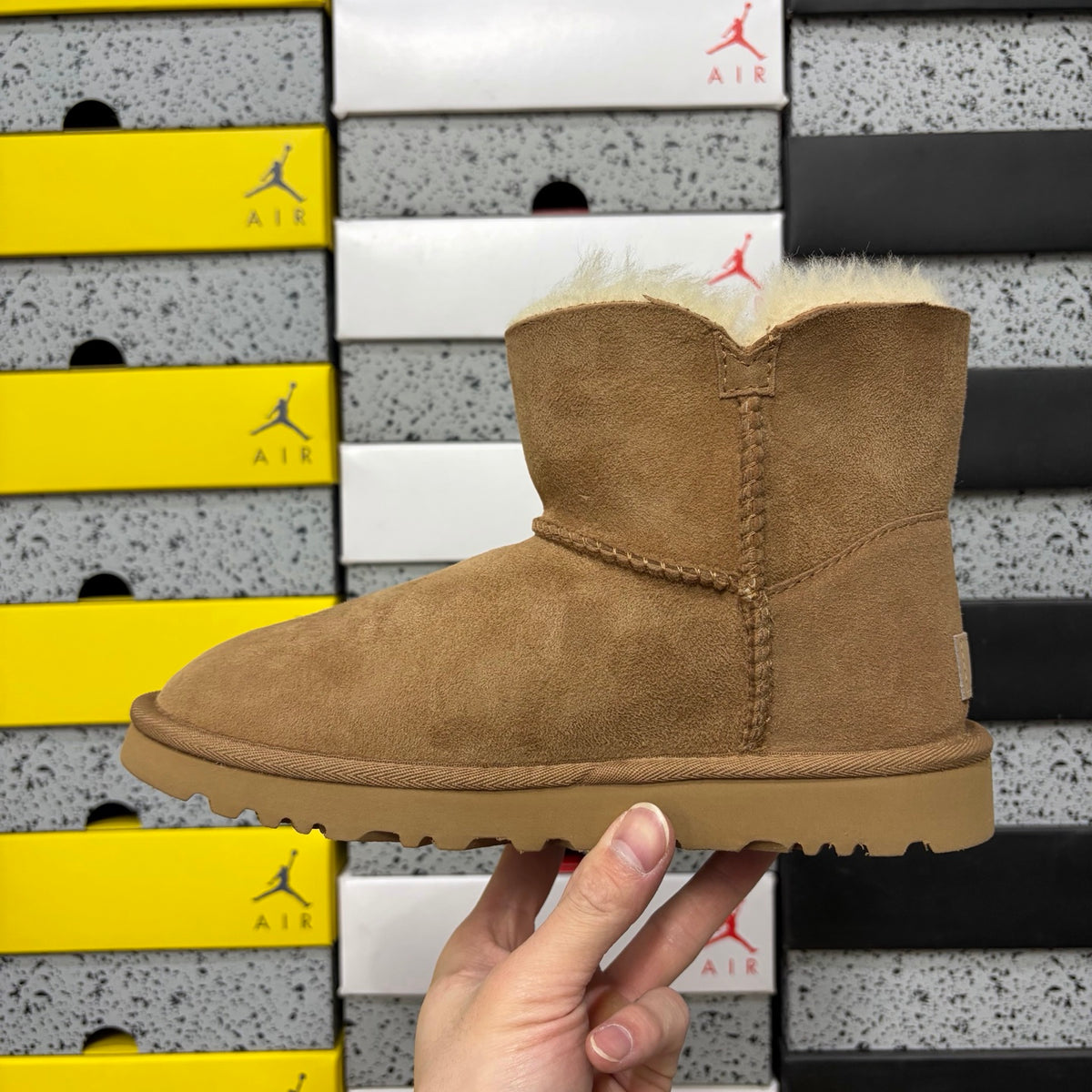 Chestnut Button-Detail Mid-Calf Boots