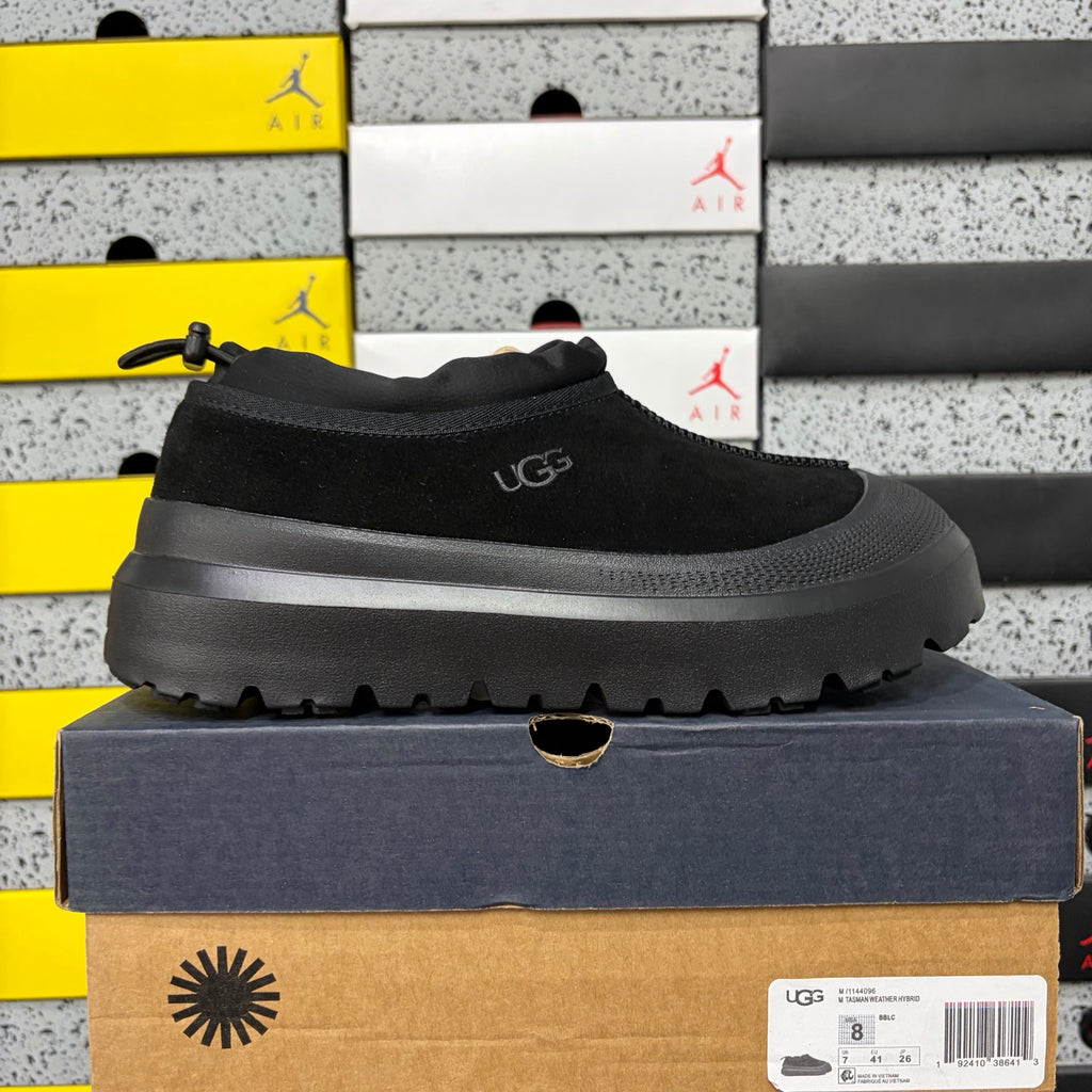 Black Chunky-Sole Slip-On Shoes with Rear Drawcord