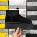 Black Platform Ankle Boots with Neon Yellow Pull Tab