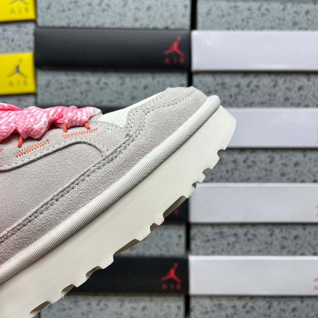 White & Pink Chunky-Sole Lace-Up Shoes