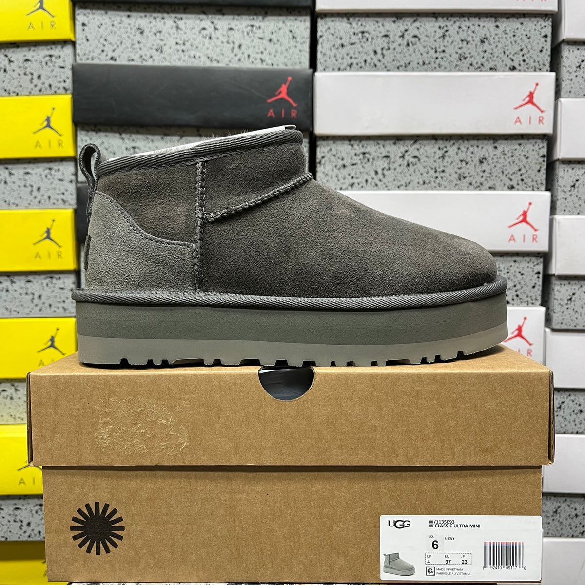 Grey Mini Platform Ankle Boots - 3 cm Sole