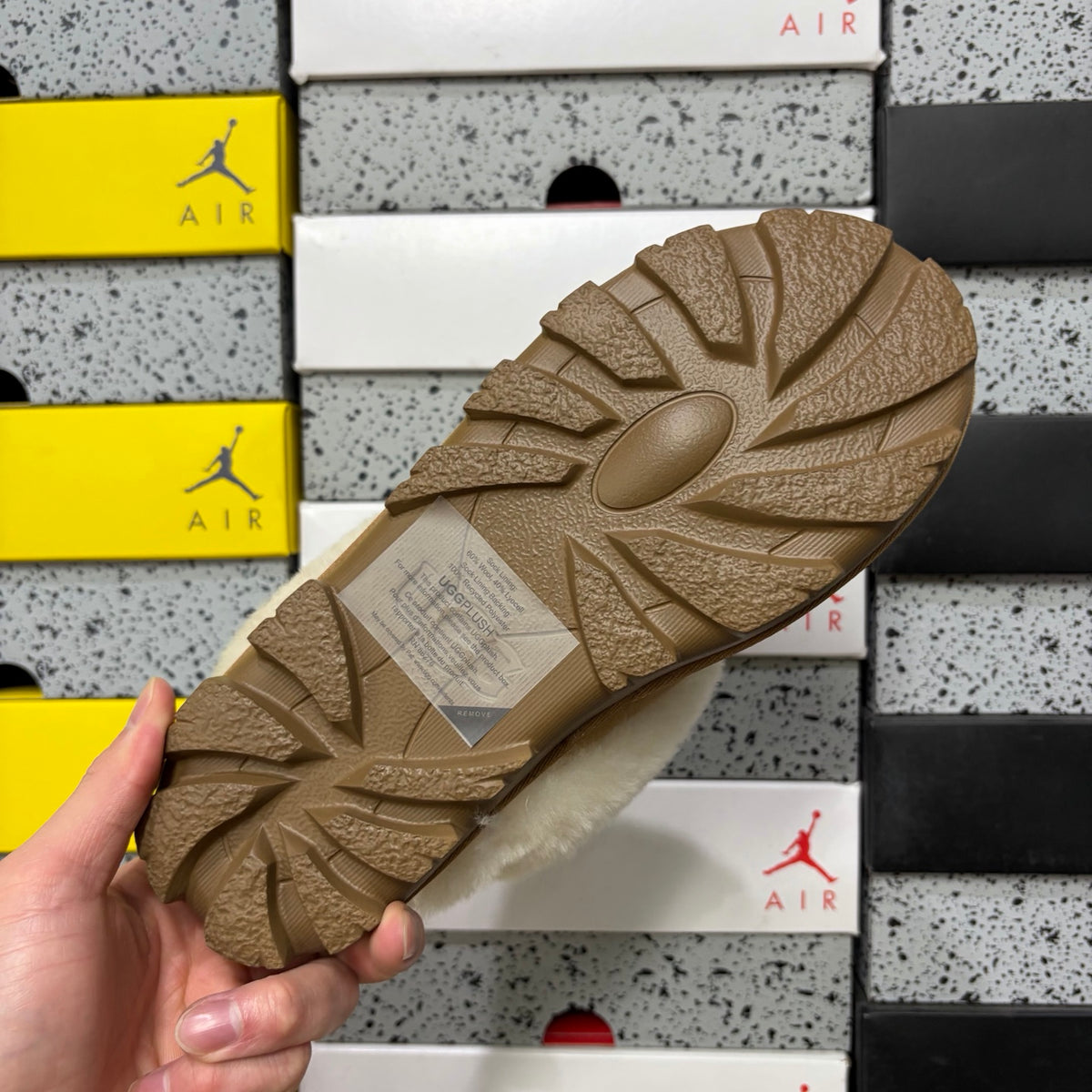 Chestnut Mule Slippers with Oversized Fluffy Trim