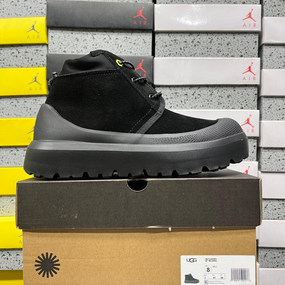 Black Chunky-Sole Lace-Up Ankle Boots