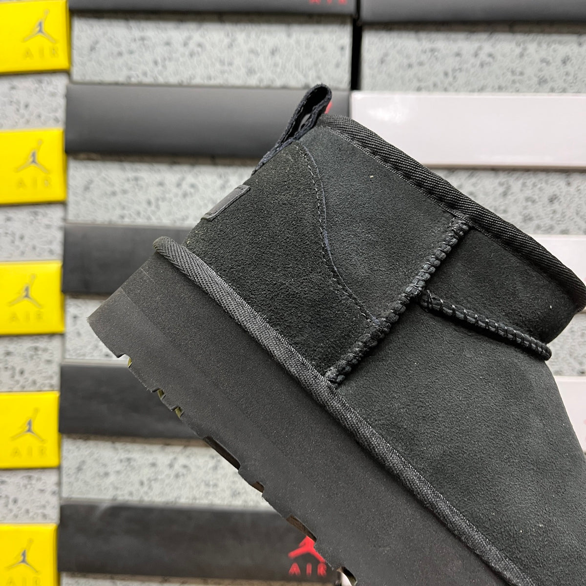 Black Mini Platform Ankle Boots - 3 cm Sole