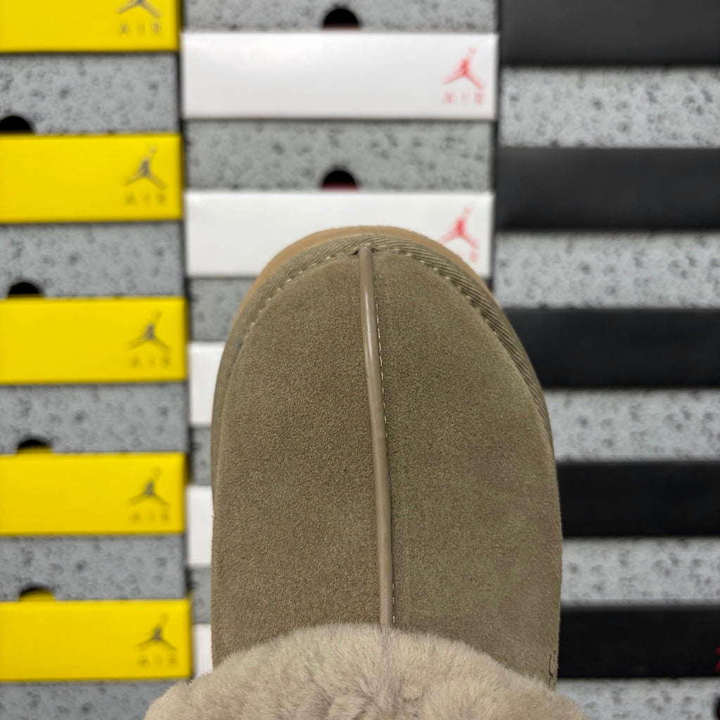UGG Antelope Brown Platform Slippers with Plush Trim