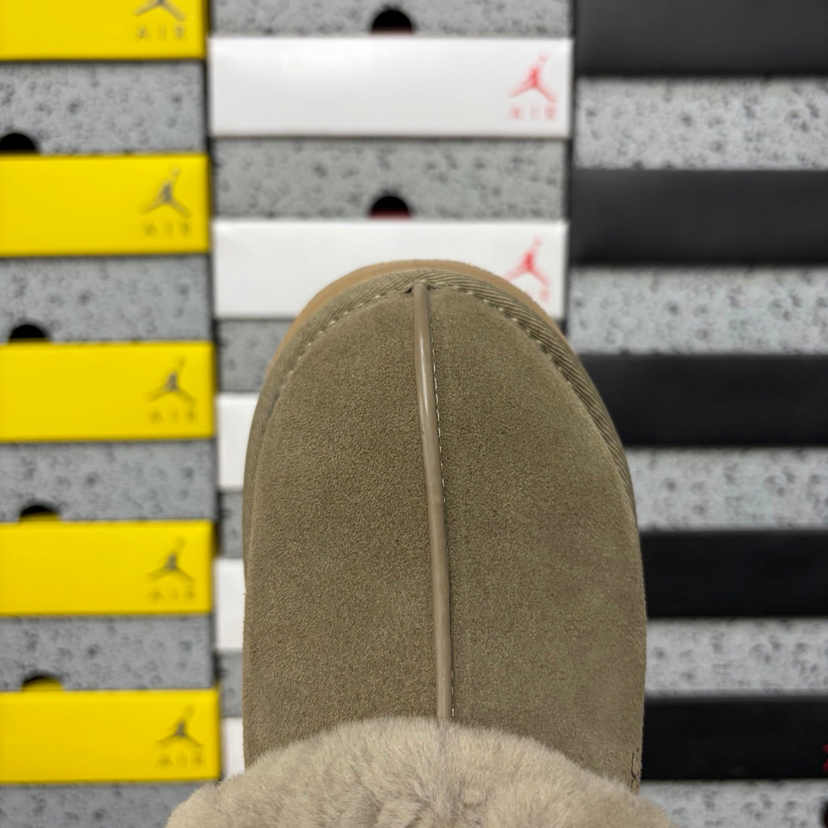 UGG Antelope Brown Platform Slippers with Plush Trim