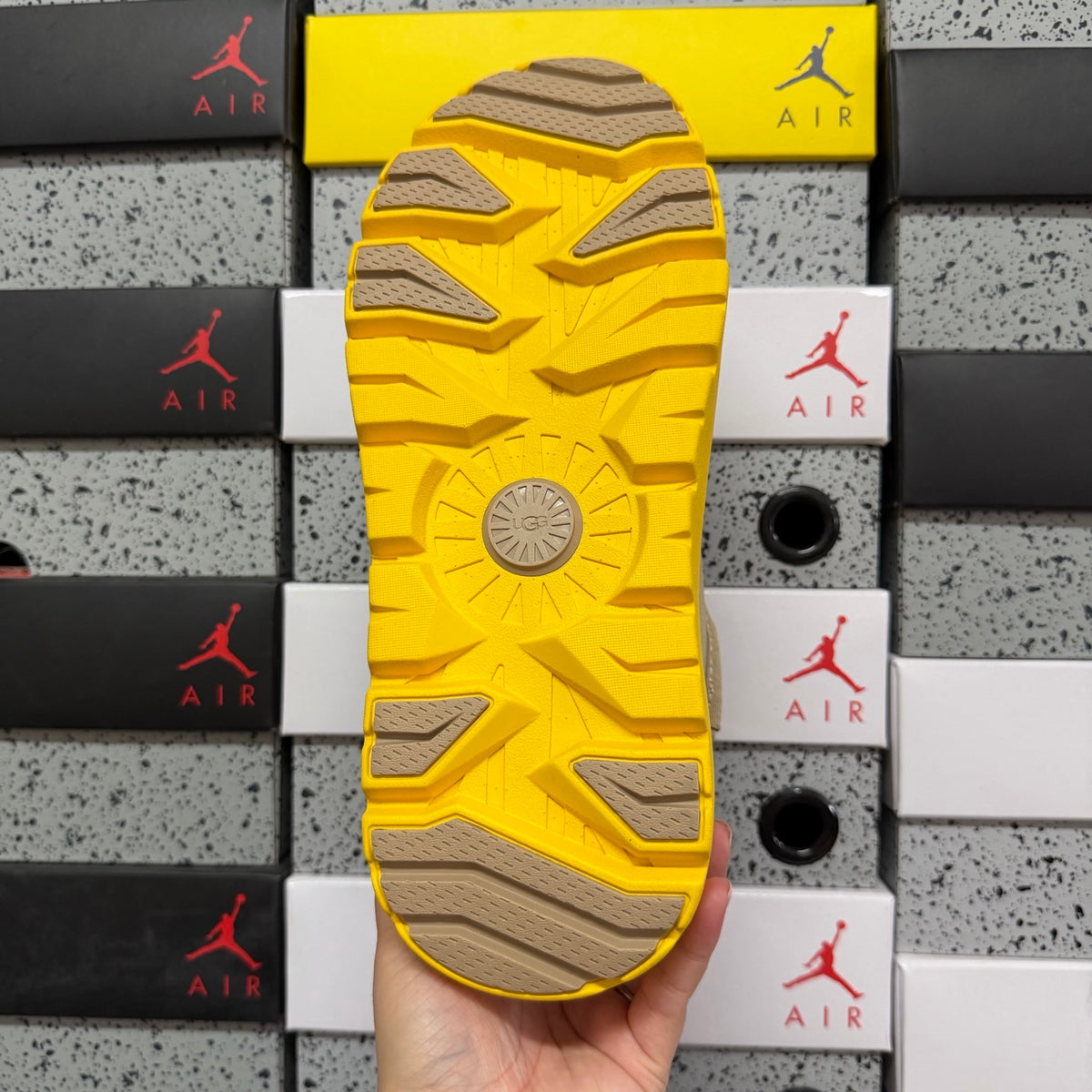 Sand Slip-On Shoes with Bright Yellow Chunky Sole