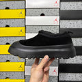 Black Chunky-Sole Slip-On Shoes with Rear Drawcord