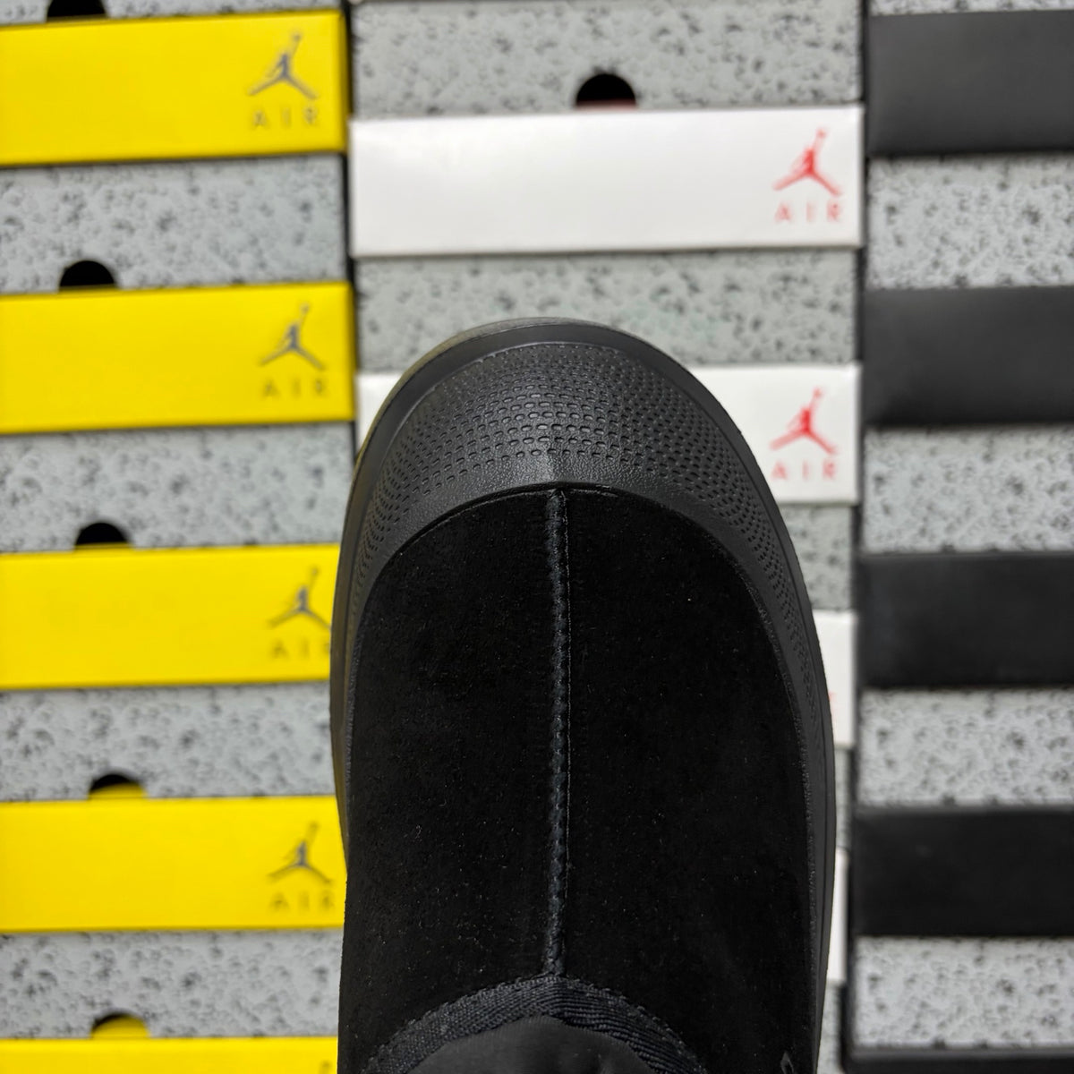 Black Chunky-Sole Slip-On Shoes with Rear Drawcord