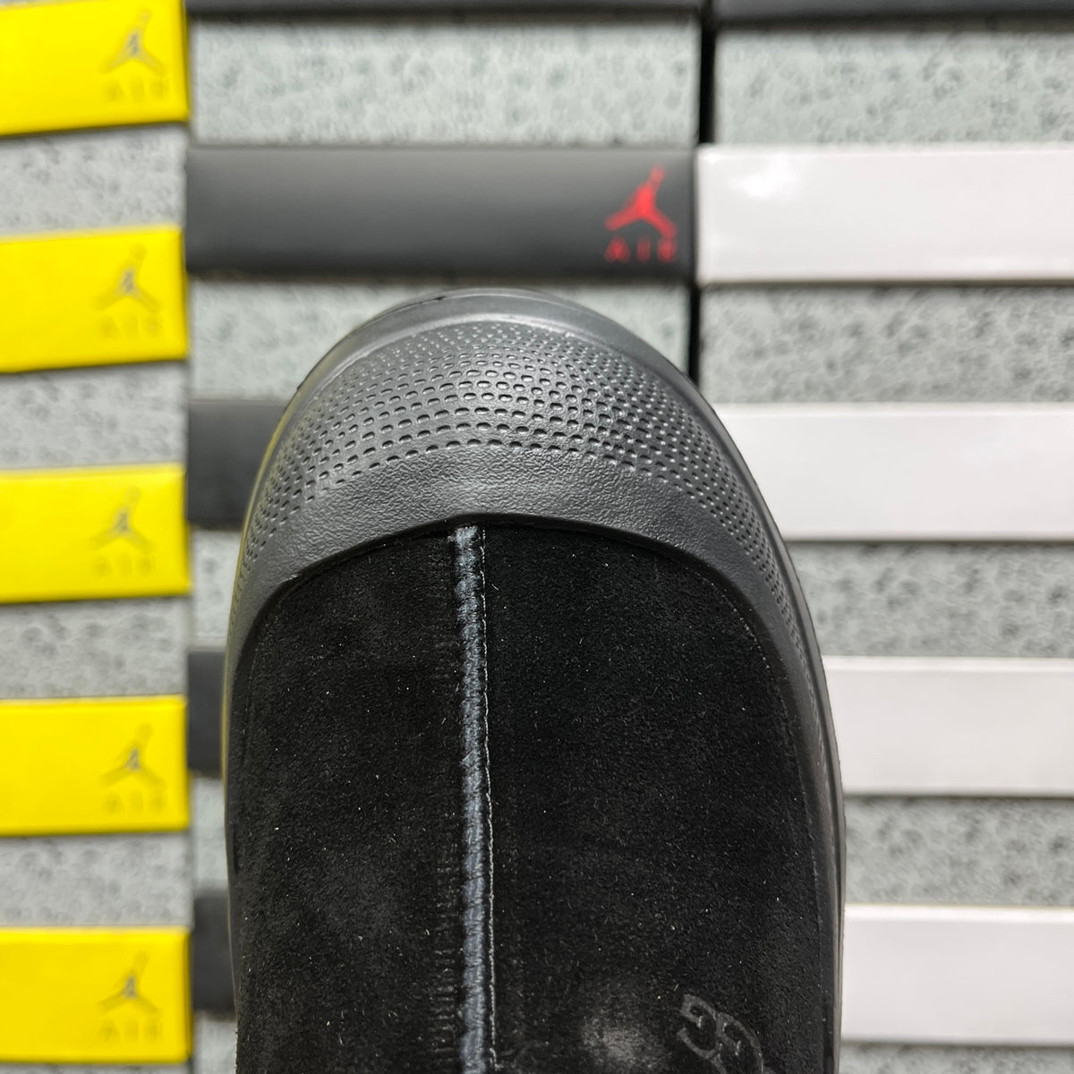 Black Platform Slip-On Shoes with Rear Drawcord