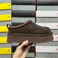 Cocoa Brown Platform Slip-On Shoes with Decorative Stitching