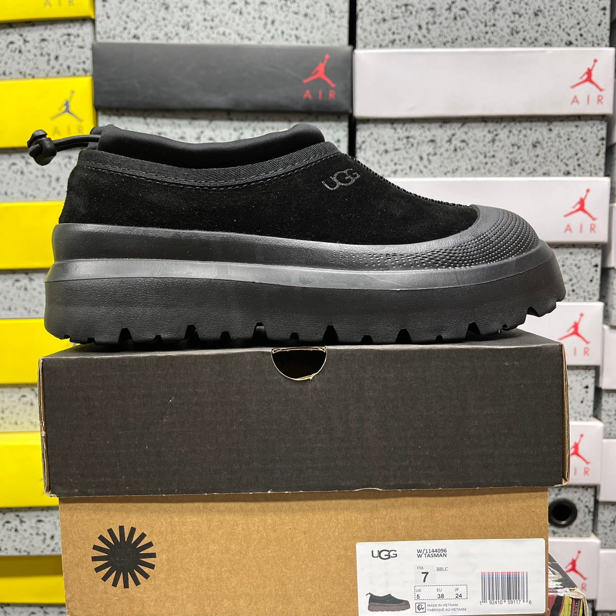 Black Platform Slip-On Shoes with Rear Drawcord