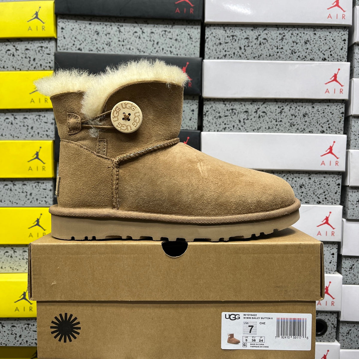 Chestnut Button-Detail Mini Ankle Boots