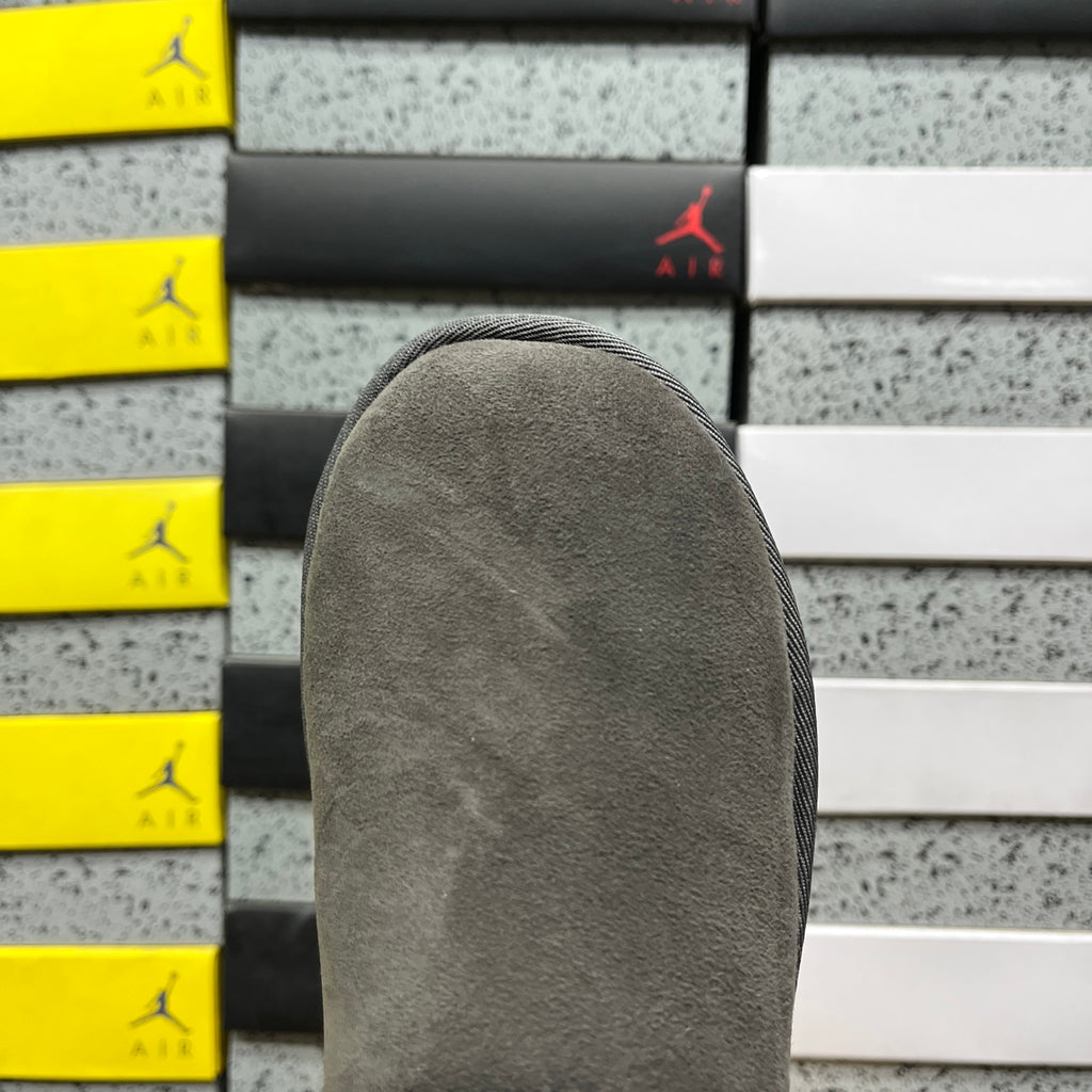 Grey Button-Detail Short Boots