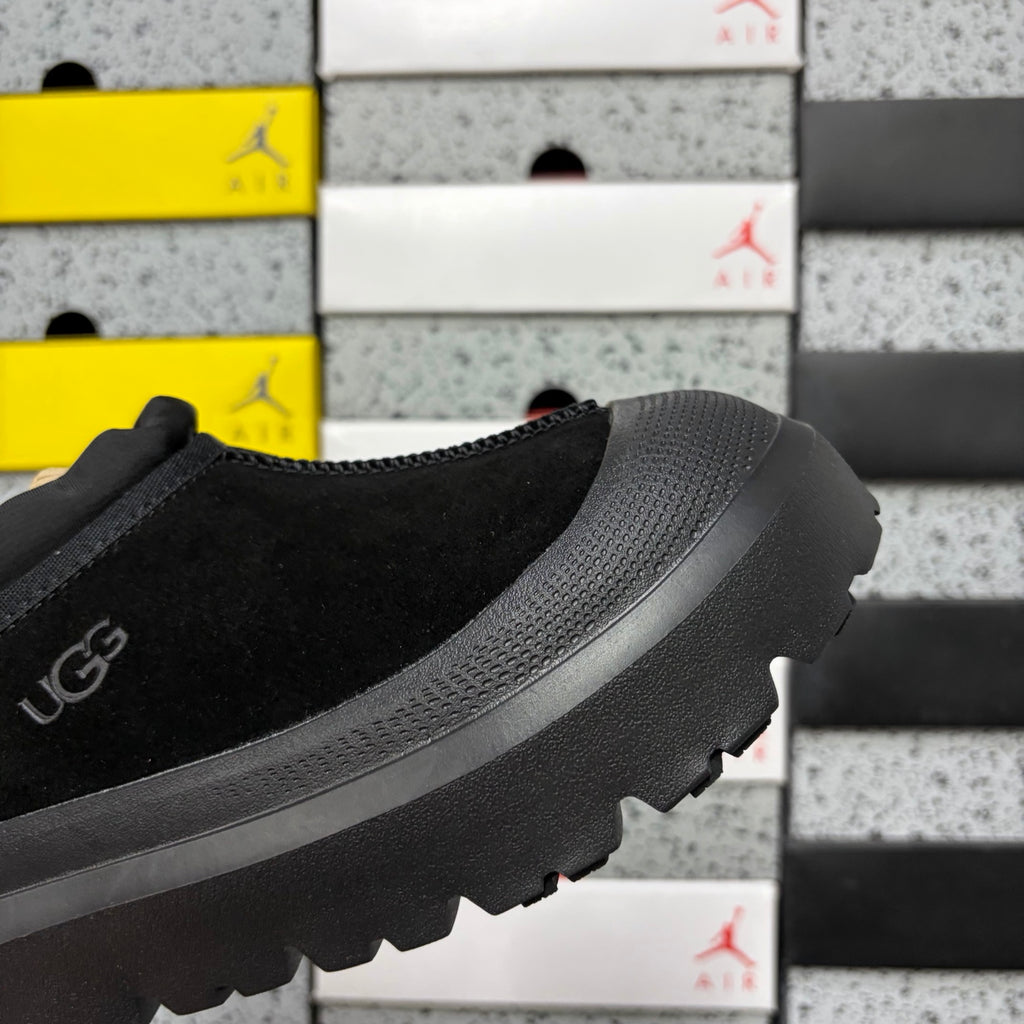Black Chunky-Sole Slip-On Shoes with Rear Drawcord