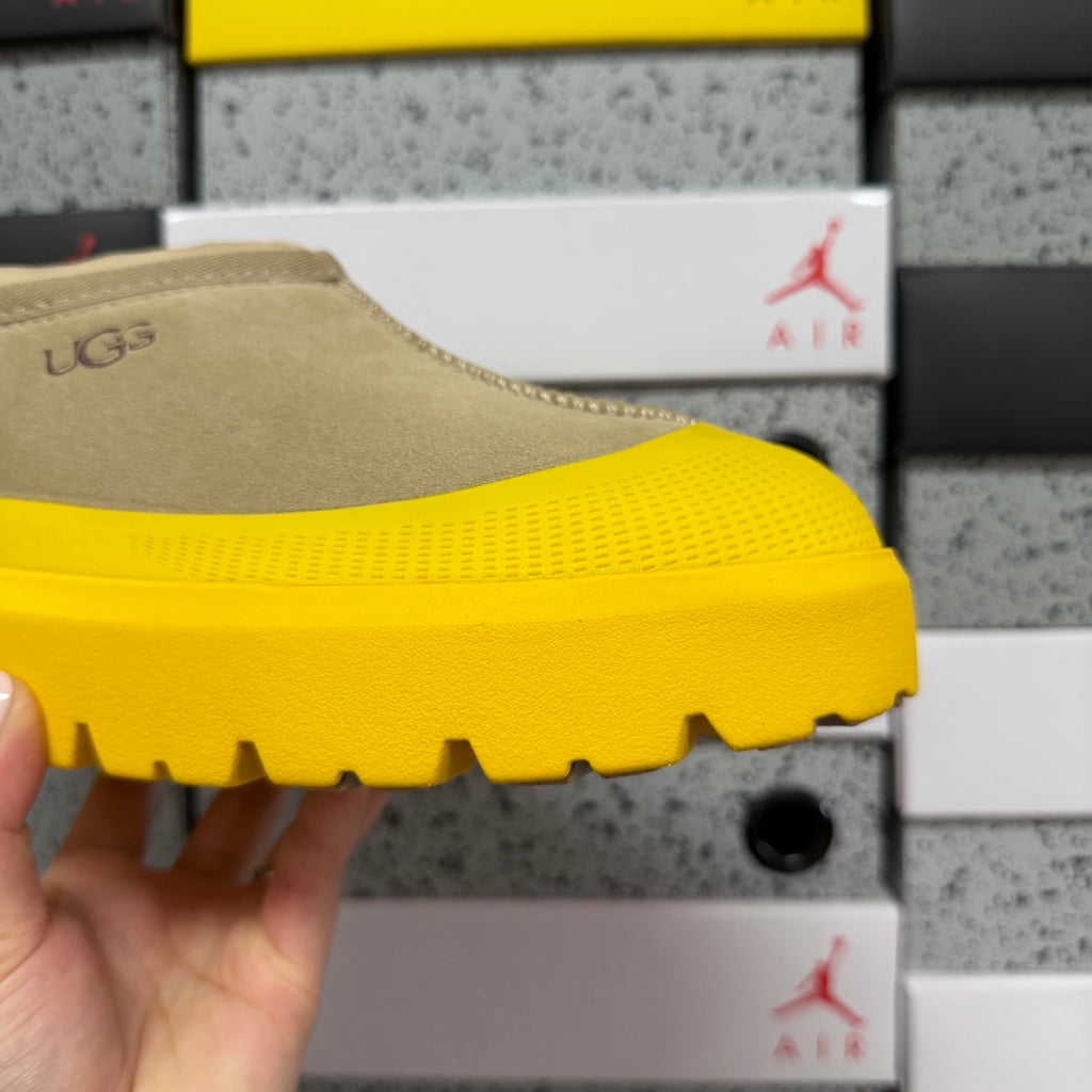 Sand Slip-On Shoes with Bright Yellow Chunky Sole