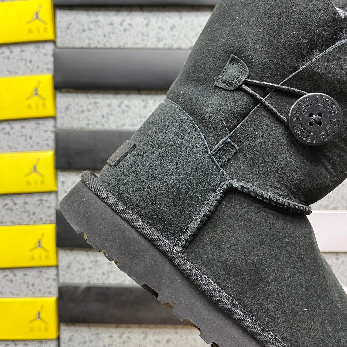 Black Button-Detail Short Boots