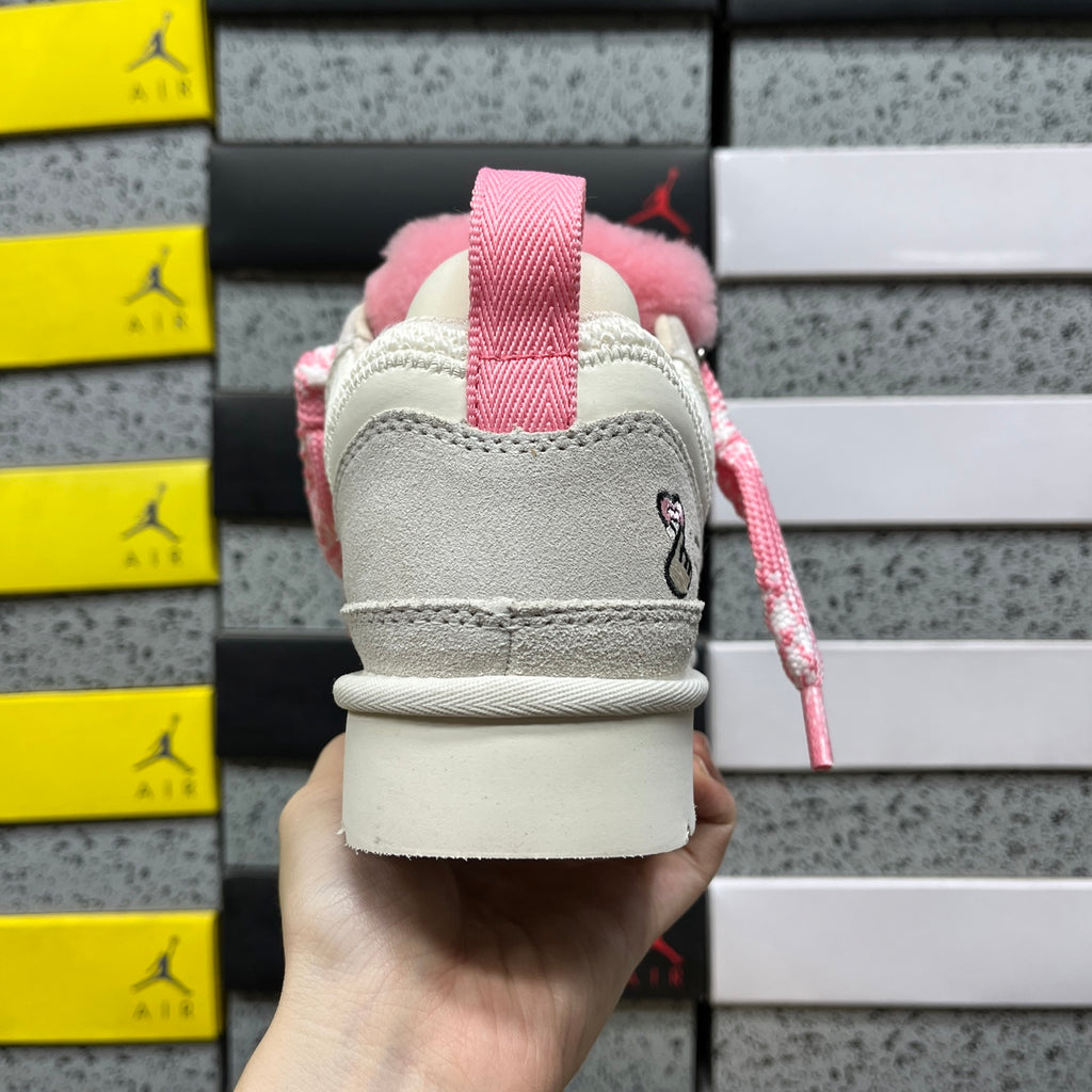 White & Pink Chunky-Sole Lace-Up Shoes