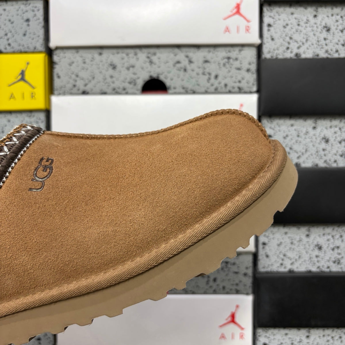 Chestnut Slip-On Shoes with Contrast-Stitched Collar