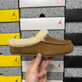 Chestnut Moccasin Slippers with Fluffy Collar