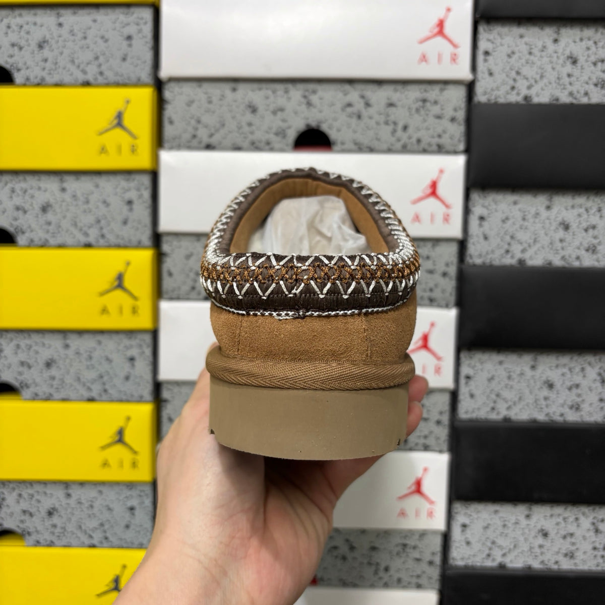 Chestnut Slip-On Shoes with Contrast-Stitched Collar