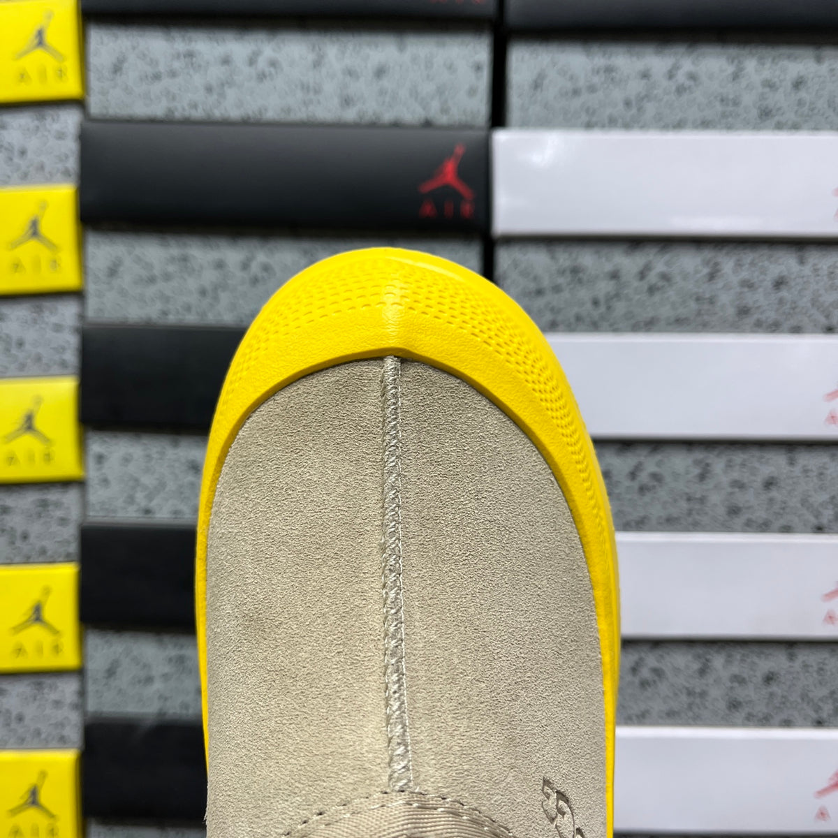 Sand Platform Slip-On Shoes with Bright Yellow Sole