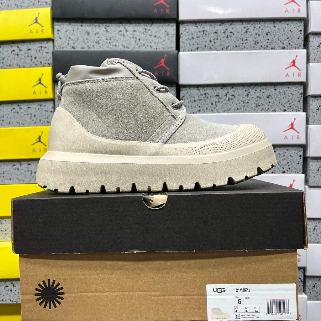 Light Grey Chunky-Sole Lace-Up Ankle Boots