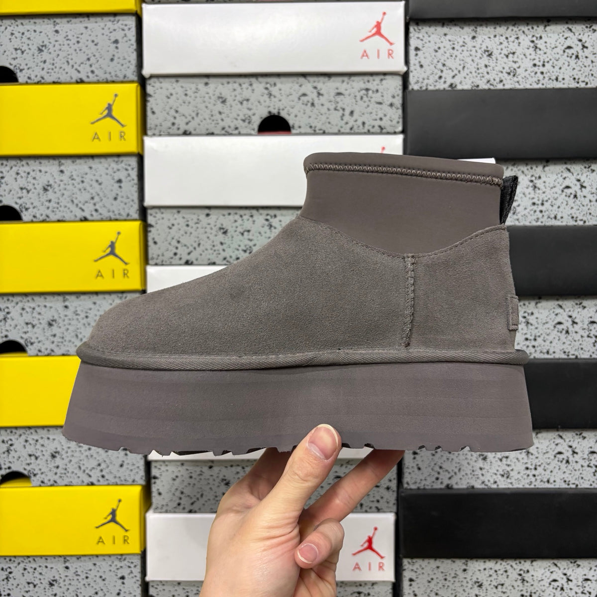 Thundercloud Grey Platform Ankle Boots
