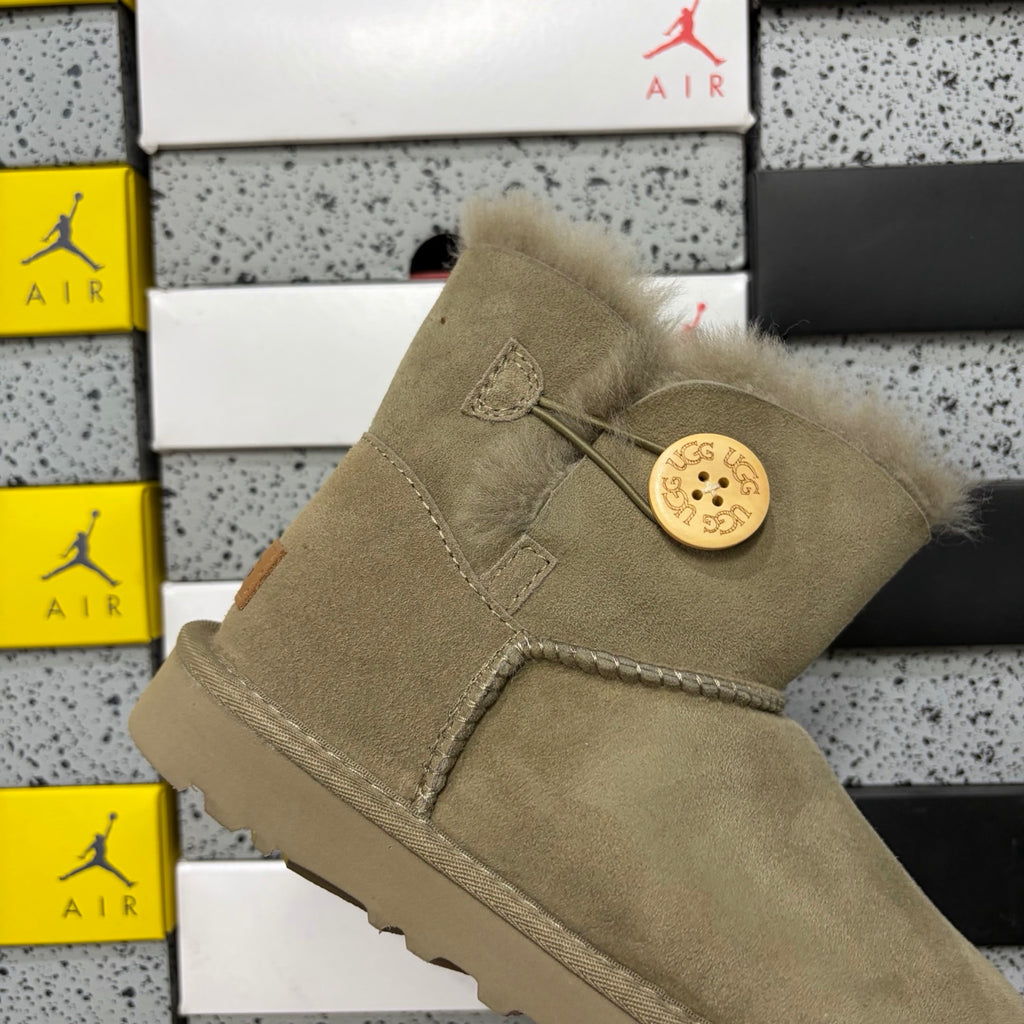 Antelope Brown Button-Detail Mid-Calf Boots